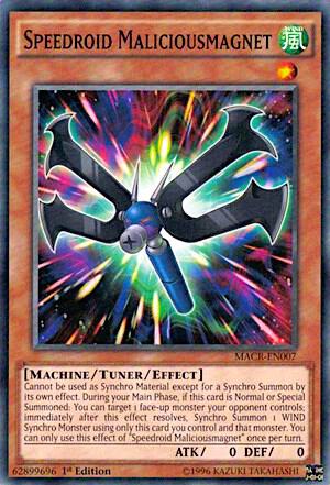 Speedroid Maliciousmagnet trading card from Maximum Crisis Speedroid Maliciousmagnet - Maximum Crisis YuGiOh trading card