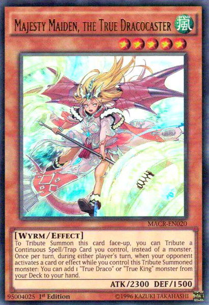 Majesty Maiden, the True Dracocaster trading card from Maximum Crisis Majesty Maiden, the True Dracocaster - Maximum Crisis YuGiOh trading card