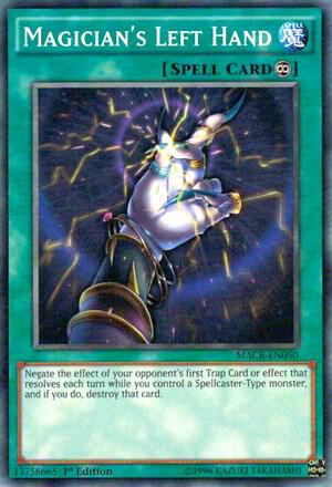 Magician's Left Hand trading card from Maximum Crisis Magician's Left Hand - Maximum Crisis YuGiOh trading card