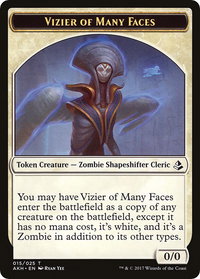 Vizier of Many Faces // Zombie Double-Sided Token - Amonkhet (AKH) #15 // 20 - Token Magic: The Gathering Trading Card