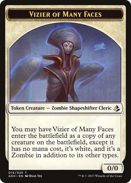 Vizier of Many Faces // Zombie Double-Sided Token trading card from Amonkhet Vizier of Many Faces // Zombie Double-Sided Token - Amonkhet Magic: The Gathering trading card