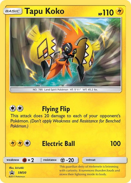 Tapu Koko - SM30 trading card from SM Promos Tapu Koko - SM30 - SM Promos Pokémon trading card