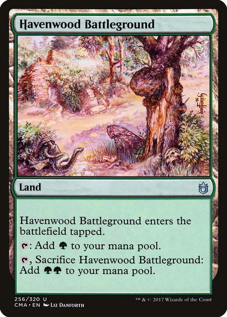 Havenwood Battleground trading card from Commander Anthology Havenwood Battleground - Commander Anthology Magic: The Gathering trading card