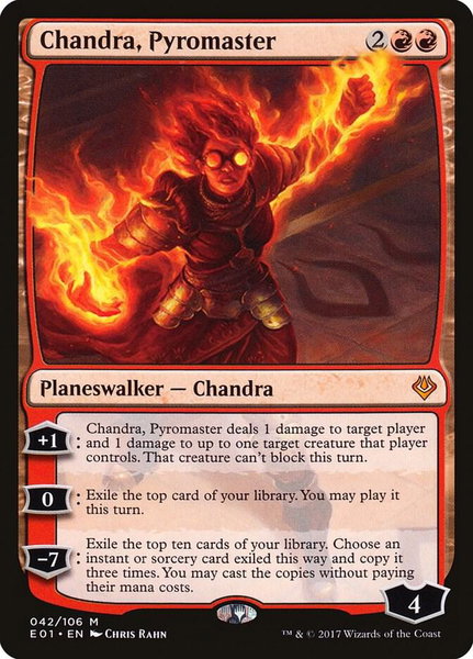 Chandra, Pyromaster trading card from Archenemy: Nicol Bolas Chandra, Pyromaster - Archenemy: Nicol Bolas Magic: The Gathering trading card