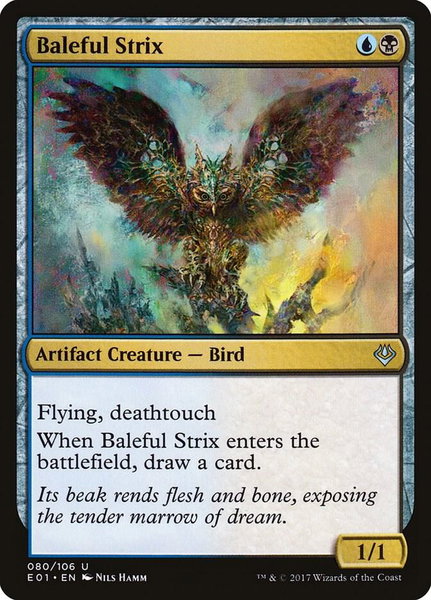 Baleful Strix trading card from Archenemy: Nicol Bolas Baleful Strix - Archenemy: Nicol Bolas Magic: The Gathering trading card