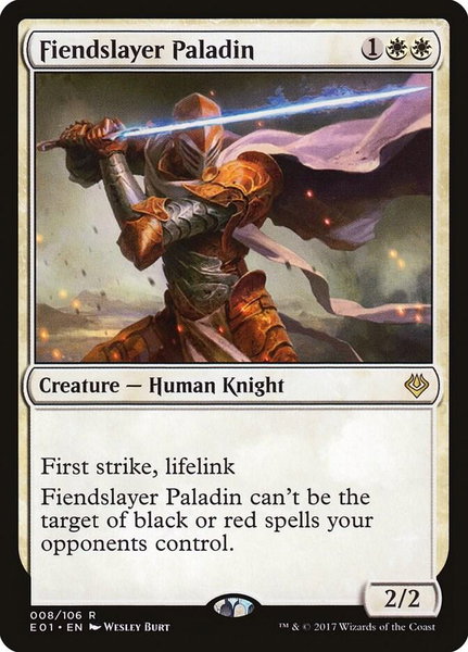 Fiendslayer Paladin trading card from Archenemy: Nicol Bolas Fiendslayer Paladin - Archenemy: Nicol Bolas Magic: The Gathering trading card