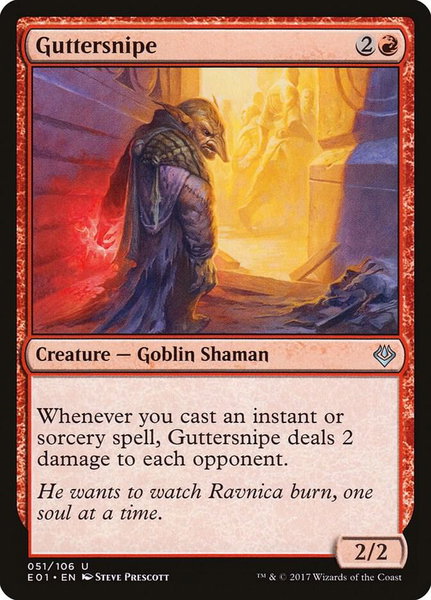 Guttersnipe trading card from Archenemy: Nicol Bolas Guttersnipe - Archenemy: Nicol Bolas Magic: The Gathering trading card