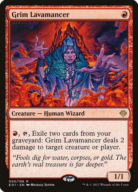 Grim Lavamancer trading card from Archenemy: Nicol Bolas Grim Lavamancer - Archenemy: Nicol Bolas Magic: The Gathering trading card