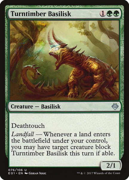 Turntimber Basilisk trading card from Archenemy: Nicol Bolas Turntimber Basilisk - Archenemy: Nicol Bolas Magic: The Gathering trading card