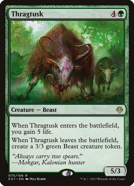 Thragtusk trading card from Archenemy: Nicol Bolas Thragtusk - Archenemy: Nicol Bolas Magic: The Gathering trading card