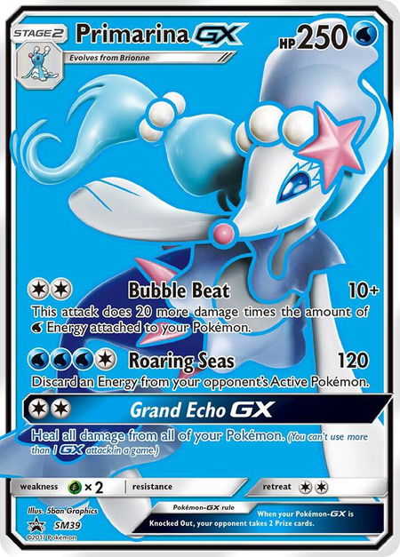 Primarina GX - SM39 - SM Promos Pokémon trading card
