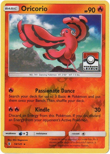 Oricorio - 14/145 (Pokemon League) trading card from League & Championship Cards Oricorio - 14/145 (Pokemon League) - League & Championship Cards Pokémon trading card