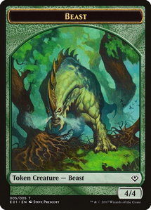 Beast (005) // Soldier Double-sided Token - Archenemy: Nicol Bolas (AC2) #5 - Token Magic: The Gathering Trading Card