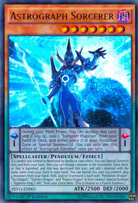 Astrograph Sorcerer trading card from Pendulum Evolution Astrograph Sorcerer - Pendulum Evolution YuGiOh trading card