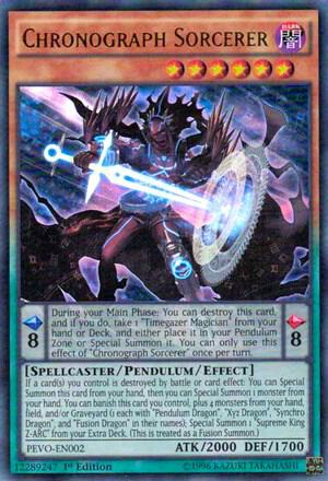 Chronograph Sorcerer trading card from Pendulum Evolution Chronograph Sorcerer - Pendulum Evolution YuGiOh trading card