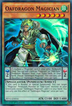 Oafdragon Magician trading card from Pendulum Evolution Oafdragon Magician - Pendulum Evolution YuGiOh trading card