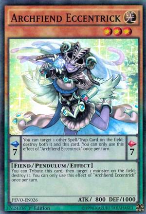 Archfiend Eccentrick trading card from Pendulum Evolution Archfiend Eccentrick - Pendulum Evolution YuGiOh trading card