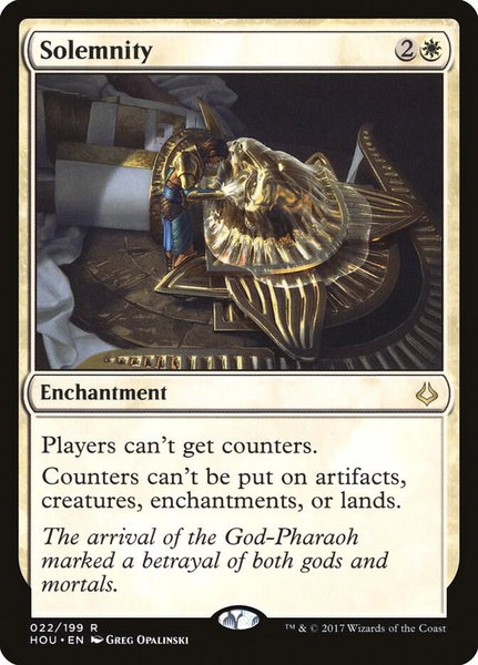 Solemnity trading card from Hour of Devastation Solemnity - Hour of Devastation Magic: The Gathering trading card