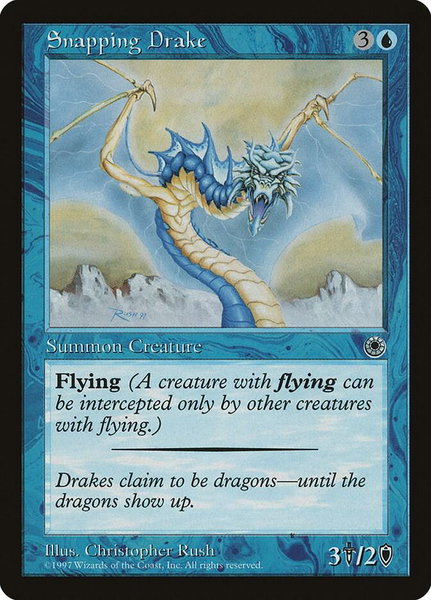 Snapping Drake (Reminder Text) trading card from Portal Snapping Drake (Reminder Text) - Portal Magic: The Gathering trading card