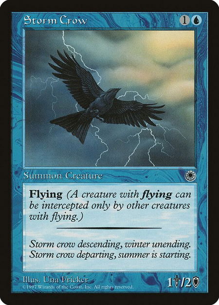 Storm Crow (Reminder Text) trading card from Portal Storm Crow (Reminder Text) - Portal Magic: The Gathering trading card