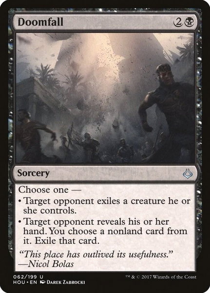 Doomfall trading card from Hour of Devastation Doomfall - Hour of Devastation Magic: The Gathering trading card