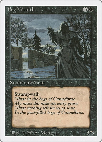 Bog Wraith trading card from Revised Edition Bog Wraith - Revised Edition Magic: The Gathering trading card