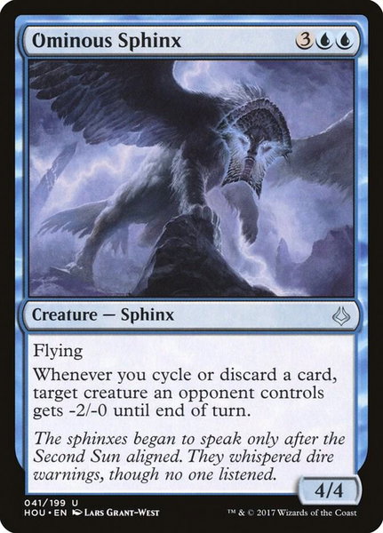 Ominous Sphinx trading card from Hour of Devastation Ominous Sphinx - Hour of Devastation Magic: The Gathering trading card