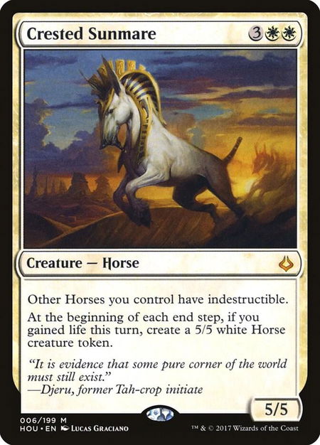 Crested Sunmare trading card from Hour of Devastation Crested Sunmare - Hour of Devastation Magic: The Gathering trading card