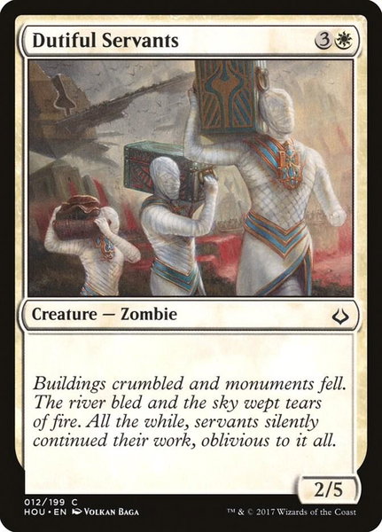 Dutiful Servants trading card from Hour of Devastation Dutiful Servants - Hour of Devastation Magic: The Gathering trading card