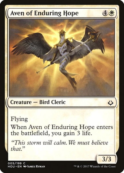 Aven of Enduring Hope trading card from Hour of Devastation Aven of Enduring Hope - Hour of Devastation Magic: The Gathering trading card