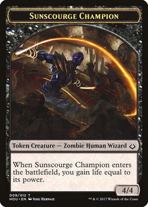 Sunscourge Champion Token - Hour of Devastation (HOU) #9 - Token Magic: The Gathering Trading Card