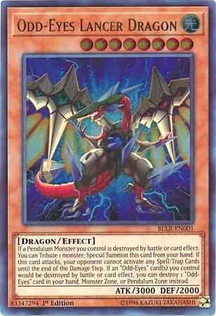 Odd-Eyes Lancer Dragon trading card from Battles of Legend: Light's Revenge Odd-Eyes Lancer Dragon - Battles of Legend: Light's Revenge YuGiOh trading card