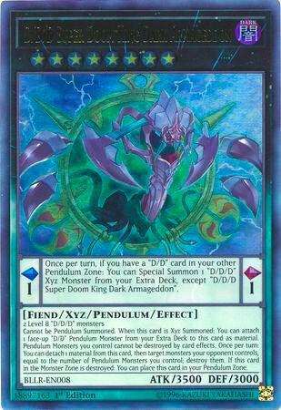 D/D/D Super Doom King Dark Armageddon trading card from Battles of Legend: Light's Revenge D/D/D Super Doom King Dark Armageddon - Battles of Legend: Light's Revenge YuGiOh trading card
