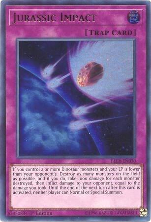 Jurassic Impact trading card from Battles of Legend: Light's Revenge Jurassic Impact - Battles of Legend: Light's Revenge YuGiOh trading card
