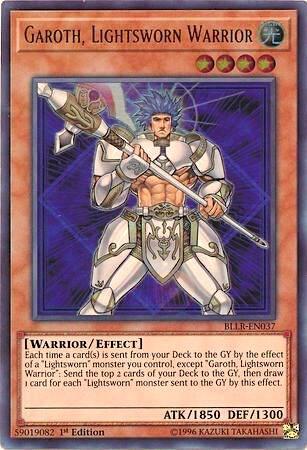 Garoth, Lightsworn Warrior trading card from Battles of Legend: Light's Revenge Garoth, Lightsworn Warrior - Battles of Legend: Light's Revenge YuGiOh trading card