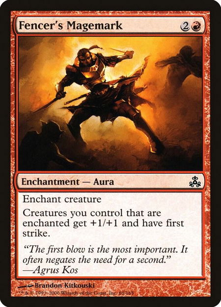 Fencer's Magemark trading card from Guildpact Fencer's Magemark - Guildpact Magic: The Gathering trading card