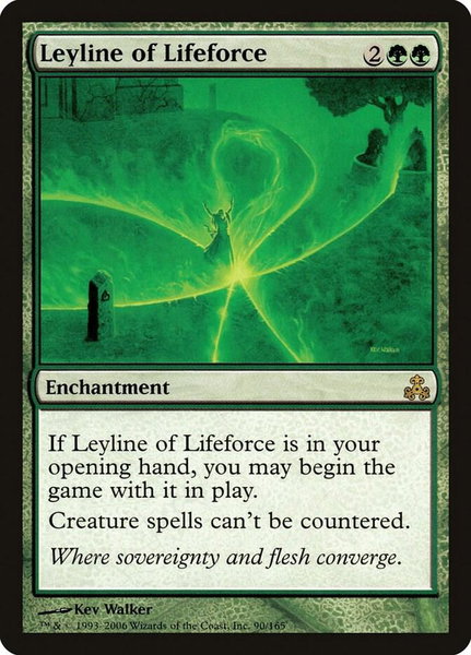 Leyline of Lifeforce trading card from Guildpact Leyline of Lifeforce - Guildpact Magic: The Gathering trading card