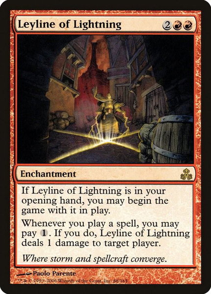Leyline of Lightning trading card from Guildpact Leyline of Lightning - Guildpact Magic: The Gathering trading card