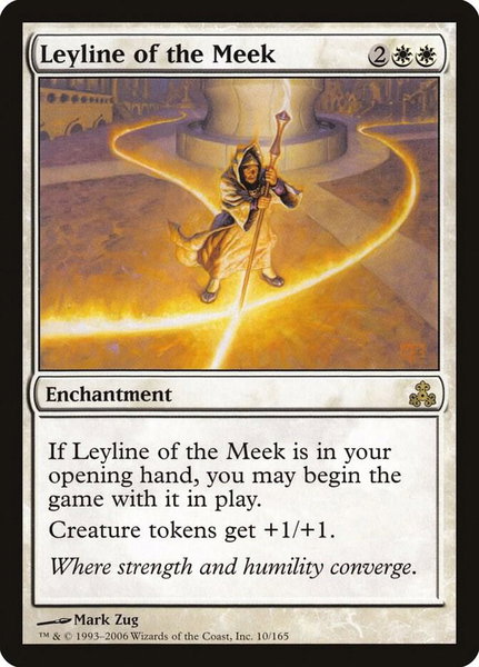 Leyline of the Meek trading card from Guildpact Leyline of the Meek - Guildpact Magic: The Gathering trading card