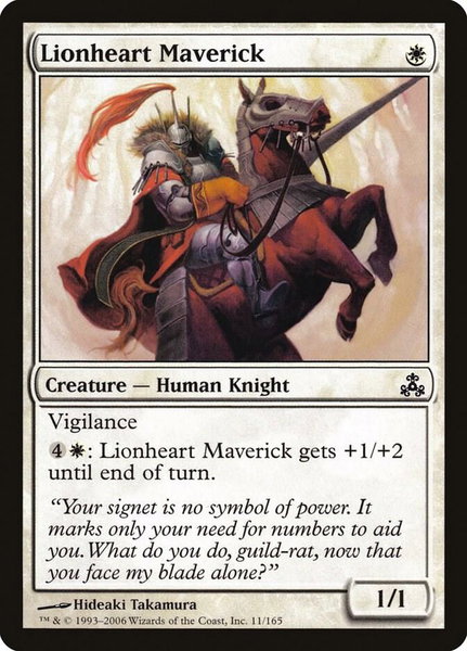 Lionheart Maverick trading card from Guildpact Lionheart Maverick - Guildpact Magic: The Gathering trading card