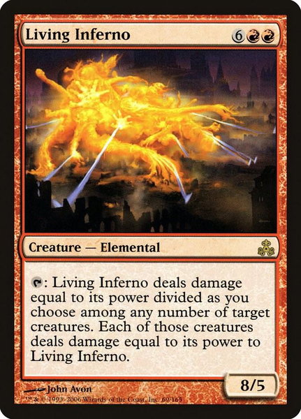 Living Inferno trading card from Guildpact Living Inferno - Guildpact Magic: The Gathering trading card