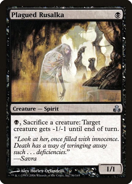 Plagued Rusalka trading card from Guildpact Plagued Rusalka - Guildpact Magic: The Gathering trading card