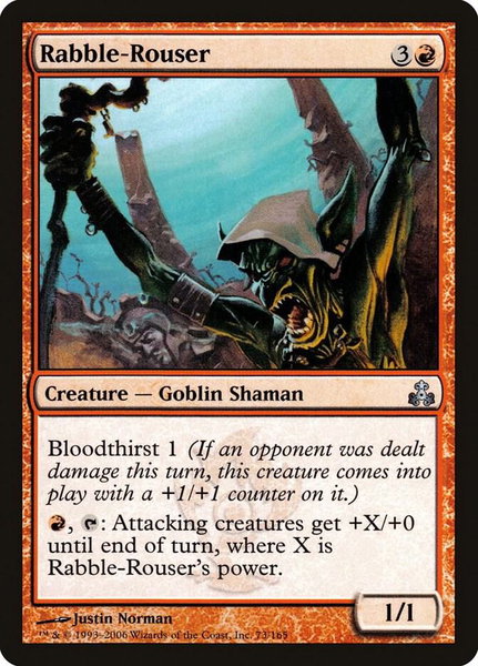 Rabble-Rouser trading card from Guildpact Rabble-Rouser - Guildpact Magic: The Gathering trading card