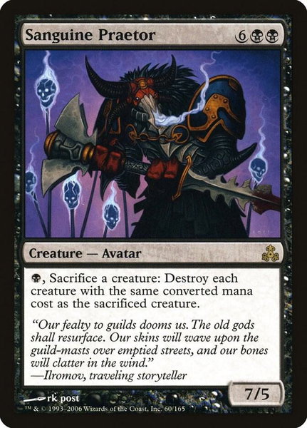 Sanguine Praetor trading card from Guildpact Sanguine Praetor - Guildpact Magic: The Gathering trading card