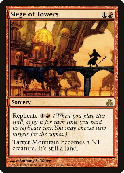 Siege of Towers trading card from Guildpact Siege of Towers - Guildpact Magic: The Gathering trading card