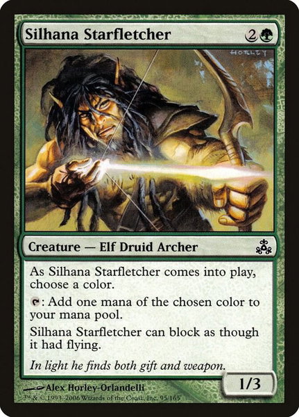 Silhana Starfletcher trading card from Guildpact Silhana Starfletcher - Guildpact Magic: The Gathering trading card