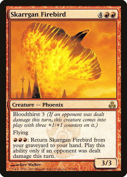 Skarrgan Firebird trading card from Guildpact Skarrgan Firebird - Guildpact Magic: The Gathering trading card