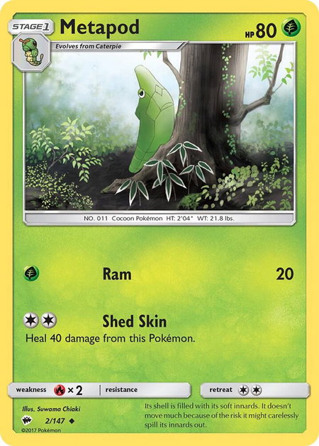 Metapod - SM - Burning Shadows Pokémon trading card