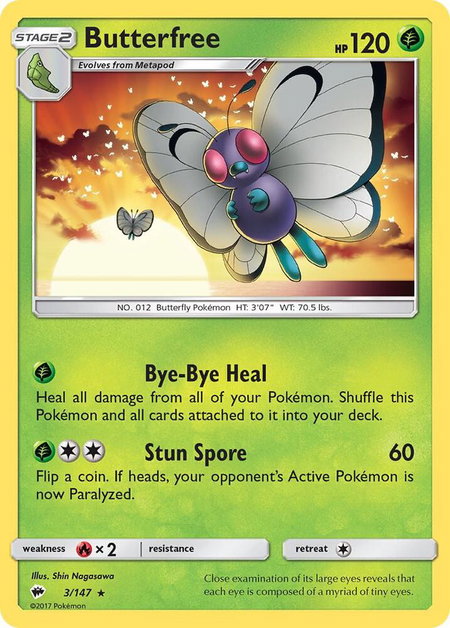 Butterfree trading card from SM - Burning Shadows Butterfree - SM - Burning Shadows Pokémon trading card
