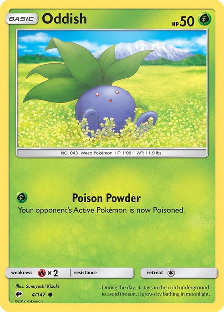 Oddish trading card from SM - Burning Shadows Oddish - SM - Burning Shadows Pokémon trading card